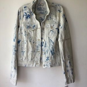 Free People Rumors Denim Jacket Jones Tie Dye Blue Women's Medium
